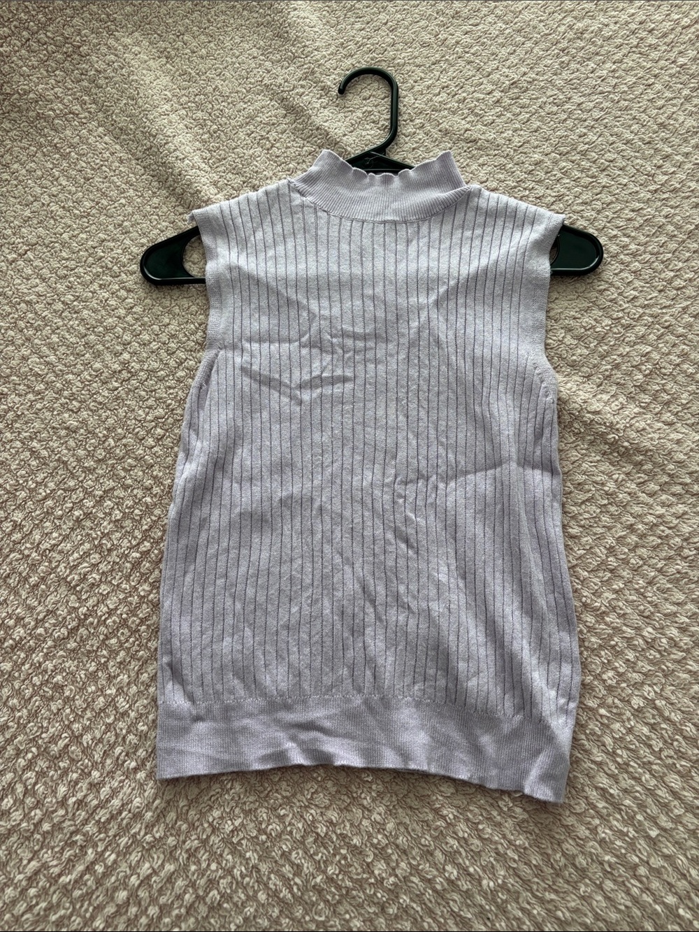 Worthington Sleeveless Ribbed Mock Neck Tank - Light Lavender